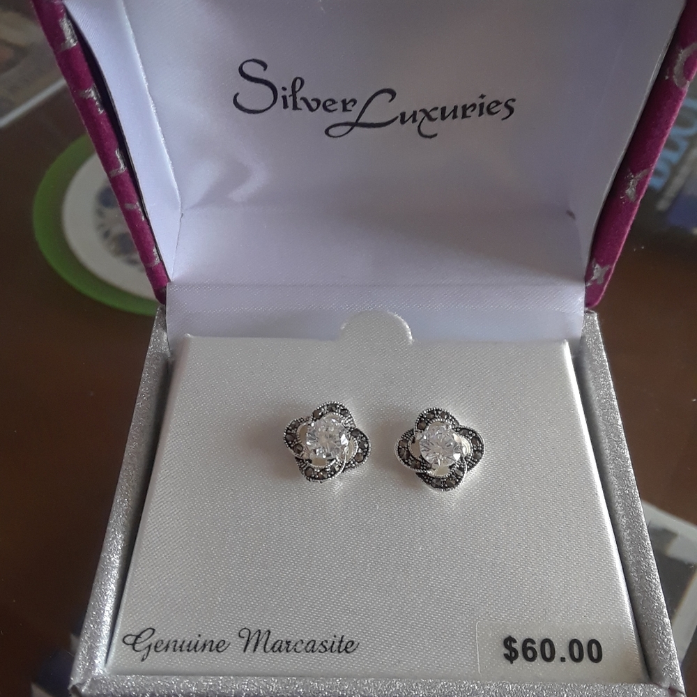 KOHL'S Silver Luxuries Genuine Marcasite Earrings